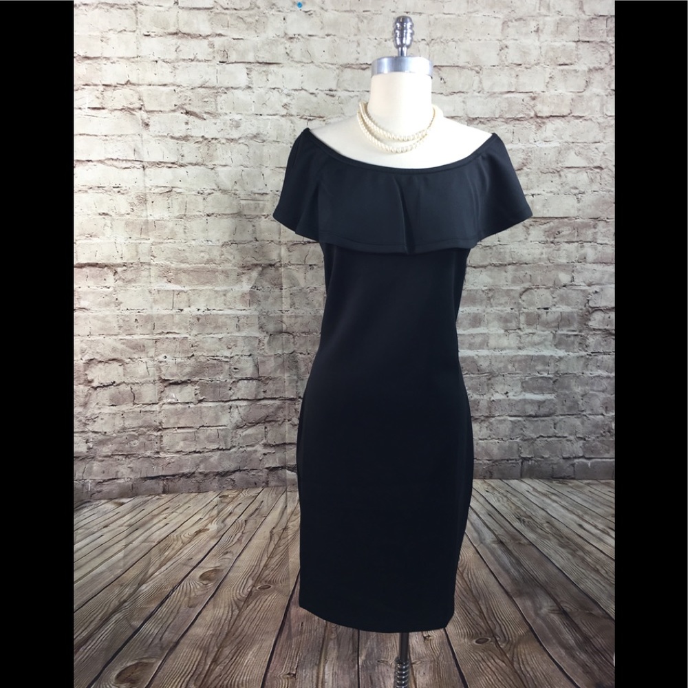 Alison Andrews  Black ruffle dress sz M NWT